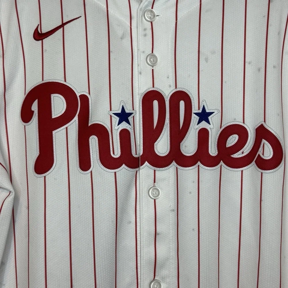 JT Realmuto White Phillies Men's Stitched Jersey Large -Issues
